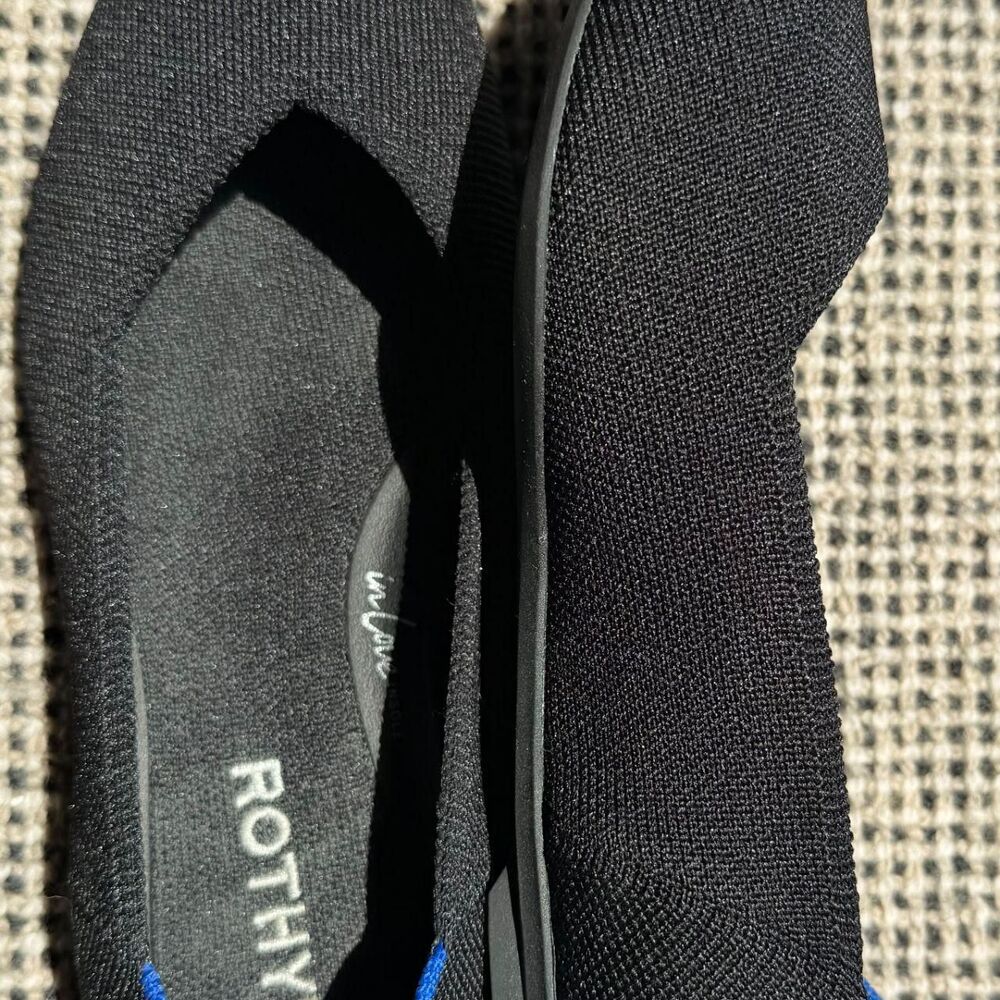 Rothy’s The Point Black Knit Washable Pointed Toe Ballet Flats Size 7